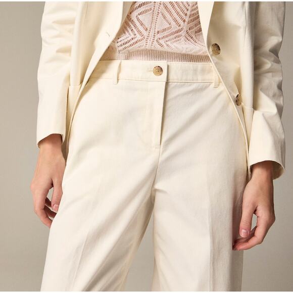 J.Crew Full Length Wide Leg Trouser Cotton Linen Blend Ivory Relaxed US 6 NWT - Picture 2 of 15